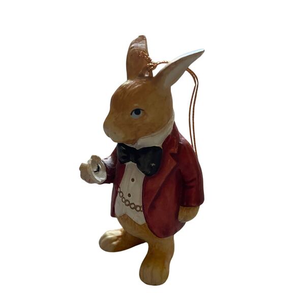 March Hare Alice in Wonderland Ceramic Ornament 4 inch Figurine White Rabbit - Picture 6 of 7